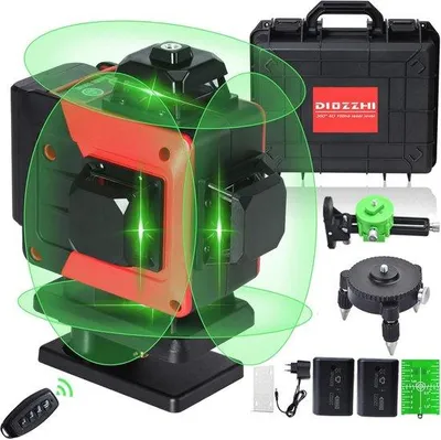 Image de Niveau laser avec mise à niveau automatique 4D - Laser vert avec lignes croisées à 360° et télécommande
