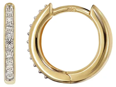 Produktbild von trendor 21845 Kleine Creolen Zirkonia 925 Silber vergoldet Ohrringe ⌀ 12 mm