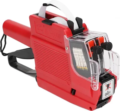 Obrázek produktu pro Price Tag Gun 10 Digits 2 Lines Labeller Marker Attacher Tool for Office Retail Store Red