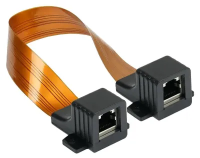 Produktbild von RJ45 Fensterdurchführung transparent, flach, 30cm Gesamtlänge