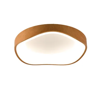 Image de Plafonnier LED scandinave moderne "ARINA" en métal imitation bois - 36 W, couleur de lumière au choix 3000 K/4000 K/6000 K, Ø 40 cm