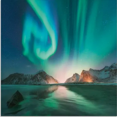 Produktbild von ARTland Glasbild Auroraborialis - Nördliches Polarlicht Größe: 50x50 cm