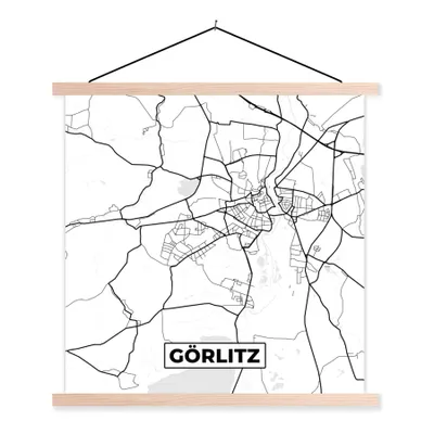 Produktbild von MuchoWow® Textilposter Karte - Görlitz - Karte - Stadtplan 120x120 cm mit holzfarbenen Rahmen - Textil-Poster