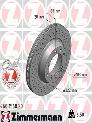 Produktbild von ZIMMERMANN Coat Z Bremsscheibe Vorne Links für PORSCHE BOXSTER (987) 298mm 460.1568.20