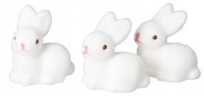 Imagen del producto de Conejos de plástico blancos con estampado | 3 unidades