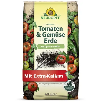 Produktbild von Neudorff NeudoHum Tomaten- & GemüseErde torffrei  hoher Kaliumgehalt fördert aromatisches Gemüse, haustierfreundlich schützt vor Staunässe 40l
