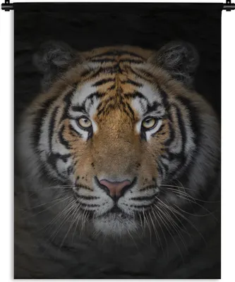 Produktbild von MuchoWow® Wandteppich Wandbehang Tiger - Wildtiere - Porträt - Schwarz - Tiere 60x80 cm Tapisserie Dekoration Wandtuch - Decke - Wandtücher - Wohne