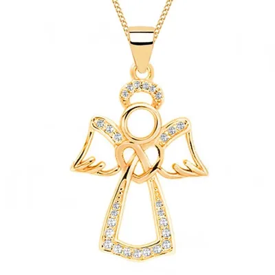 Schutzengel Halskette Anhänger Geschenke für Damen I Goldkette 45cm


