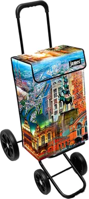 Produktbild von James Einkaufstrolley - BREMEN - stabiler Einkaufswagen mit individuellem Design - mehrfarbig: grün | braun in Ausführung: Quattro-4Raeder