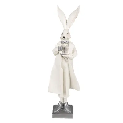 Produktbild von Clayre & Eef Figur Kaninchen 47 cm Weiß Silberfarbig Polyresin
