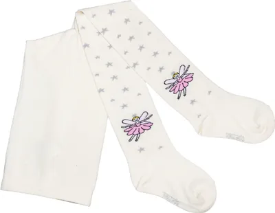 Produktbild von Kinderstrumpfhosen für Mädchen aus Baumwolle Sternfee Creme Größe 98-104