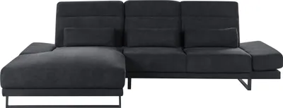 Produktbild von BELIANI 4-Sitzer Ecksofa Schwarz Stoffbezug L-Förmig mit Chaiselongue Rechtsseitig 3 Dekokissen Verstellbare Armlehnen Rückenlehne Sitztiefe Kopfstütze