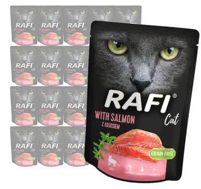 Zdjęcie produktu dla Rafi Cat Adult z Łososiem 20x300g Bezzbożowa Mokra Karma Dla Kota