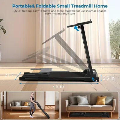 Obrázek produktu pro Běžecký pás – Skládací běžecký pás – Kompaktní běžecký pás – Fitness vybavení – Tichý motor