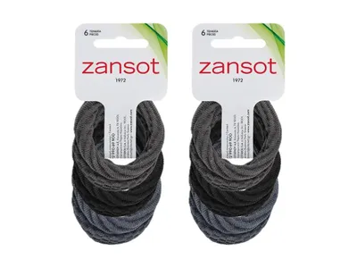 Imagen del producto de Zansot, gomas elásticas para el pelo, grandes, de tela, 12 unidades, color negro y gris