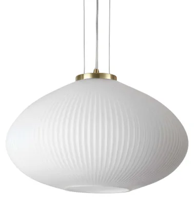 Produktbild von Ideal lux PLISSÈ SP1 D45 Pendelleuchte mit E27 Fassung Struktur Messing satiniert Lampenschirm Weiß mit Reliefs