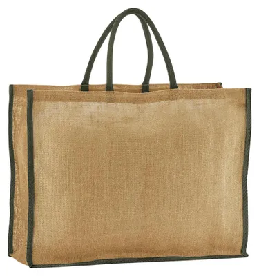 Immagine prodotto di Westford Mill - Borsa della spesa "Market", iuta LT3132 (taglia unica) (Naturale/Verde oliva)