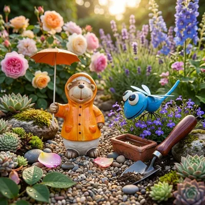 Productafbeelding van Set van 2 grappige fantasiedieren - decoratieve figuren