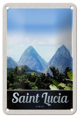 Produktbild von Blechschild Reise 12x18cm Saint Lucia Italien Gebirge Natur Schild