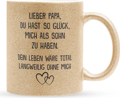 Produktbild von 22Feels Glitzertasse Gold Papa Geschenk von Sohn Vatertag Vater Geburtstag Weihnachten Kaffeetasse Männer Haferl Geschenkidee Bürotasse