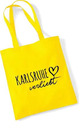 Produktbild von Huuraa Jutebeutel Karlsruhe verliebt 10 Liter Yellow Baumwolle Tasche Geschenkidee