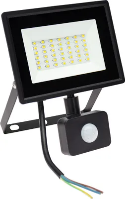 Produktbild von Spectrum LED LUX 3 Fluter schwarz 30W Strahler 2900lm IP44 Kalt 6000K mit Bewegungsmelder