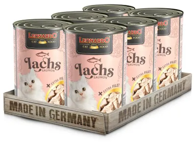 Produktbild von LEONARDO Lachs + extra Filet, 6x400 g - Katzenfutter Nassfutter Katze