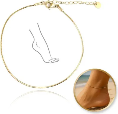 Obrázok produktu pre Náramok na nohu z chirurgickej ocele Flamenco Mystique, pozlátený 14k zlatom - elegantný dizajn šnúrky (BST1560)