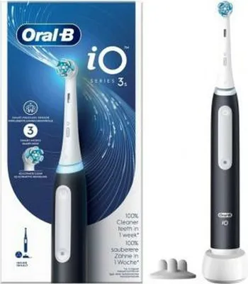 A product shot of an Oral-B electric toothbrush and its packaging.