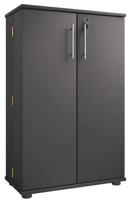 Image de Étagère/Cabinet CD en bois | Cabinet CD économiseur d'espace avec 2 portes verrouillables pour 600 CD ou 260 DVD ou 144 vidéos | Dimensions: H. 93 x W. 60 x D. 31 cm | 20 étagères variables – Engalo XL