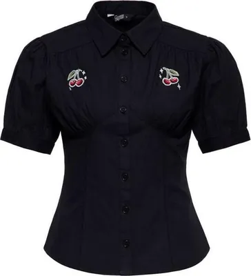 Produktbild von Queen Kerosin Bluse Damen Cherry“ Rockybilly blouse schwarz M