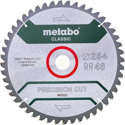 Obrázek produktu pro Metabo 628061000, Dřevotříska, Tvrdé dřevo, MDF, Překližka, Měkké dřevo, Dřevo, 25,4 cm, 3 cm, 1,8 mm, 6100 ot/min, Metabo