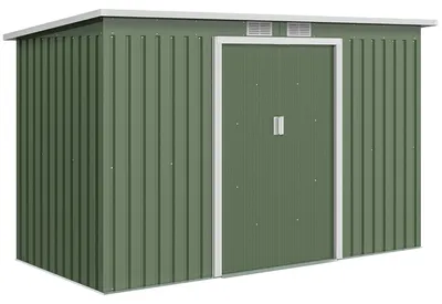 Produktbild von Outsunny Gerätehaus Gartenhaus mit Schiebetür Outdoor Stahl Hellgrün