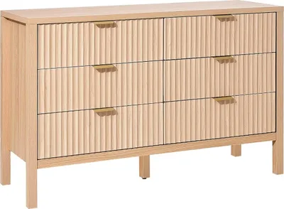 Image de Commode en bois à 6 tiroirs cannelés avec glissières et dispositif anti-basculement