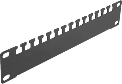 Produktbild von DeLOCK 10″ Kabelabfangschiene 1 HE schwarz, Kabelmanagementtafel, Metall, Schwarz, 1 Stück(e)