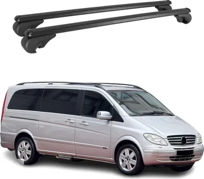 Image de Barres de toit Transversales pour Mercedes Viano Vito W639 2003-2014 Alu Noir
