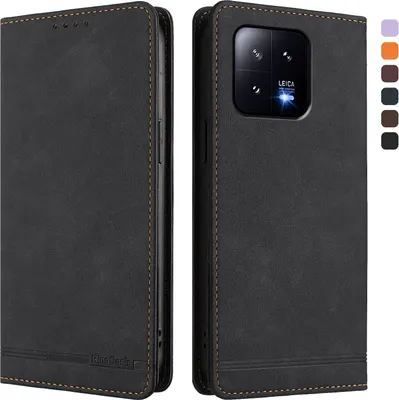 Produktbild von Hülle für Xiaomi 13, Retro Kunstleder Ständer Klapphülle mit Kartenfächer und Magnetische Schwarz