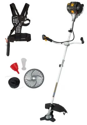 A collection of gardening tools and accessories laid out on a white background.