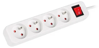 Produktbild von Lanberg PS1-04E-0150-W, 1,5 m, Drinnen, Typ E, Weiß, 4 AC-Ausgänge, 2500 W
