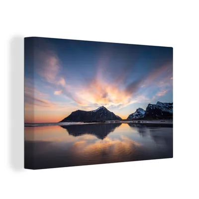 Produktbild von OneMillionCanvasses® - Leinwandbilder - 150x100 cm, Sonnenaufgang hinter der Insel, Wandbilder Kunstdruck Wanddekoration