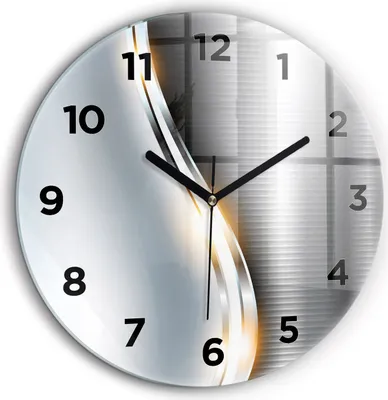 Produktbild von Wallfluent Große Wanduhr – Stilles Quarzuhrwerk - Uhr Dekoration Wohnzimmer Schlafzimmer Küche - Zifferblatt - schwarze Zeiger - 60 cm - Metallische Abstraktion