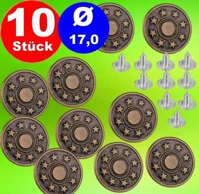 Produktbild von 10x Jeansknöpfe 17mm Jackenknöpfe Hosenknöpfe Knöpfe Jeans Messing schlagen