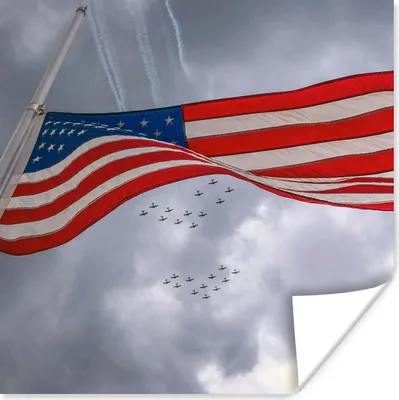 Produktbild von MuchoWow® Poster Flugzeuge - Amerika - Flagge 50x50 cm - Wohnzimmerdekoration