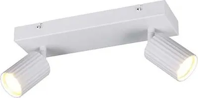 Image de Plafonnier, métal, blanc, 2 flammes, orientable, L 30 cm