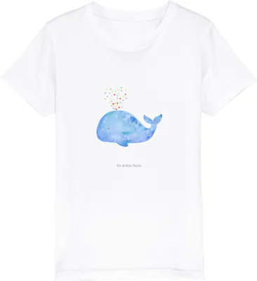 Produktbild von Mr. & Mrs. Panda Kleinkinder T-Shirt Wal Konfetti 7-8 Jahre (122/128) - Weiß - Geschenk, Teenager, Motivation, Baumwolle Kinder, Abnehmen, Öko, Meer, Trennung, Geburtstag