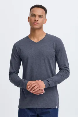 Produktbild von SOLID SDBeda Herren Longsleeve Langarmshirt Shirt mit V-Ausschnitt Baumwollmischung Regular fit