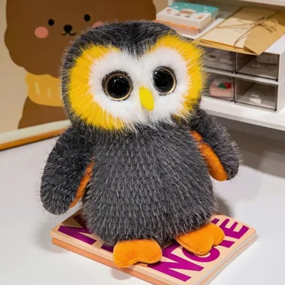 Imagen del producto de Búho de peluche, 20 cm, color gris, ideal para niños y adultos