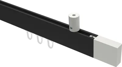 Produktbild von Interdeco Innenlaufstange / Gardinenstange mit Innenlauf Schwarz / Weiß, Typ Sonius Lox (Quader) Deckenmontage, 14x35 mm 1-läufig, 180 cm