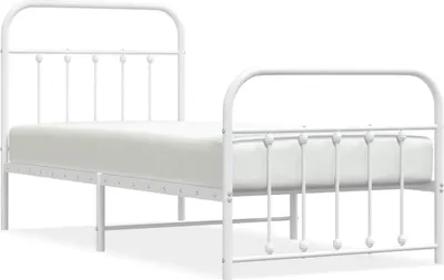 Produktbild von vidaXL Bettgestell mit Kopf- und Fußteil Metall Weiß 90x200 cm