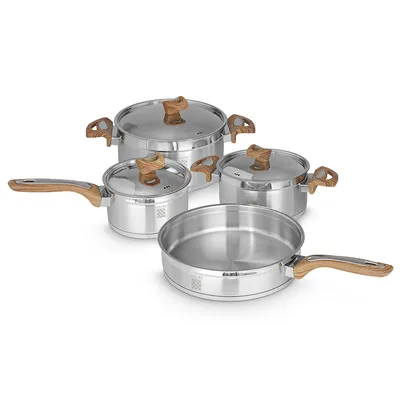 Produktbild von Serenk Definition Topfset mit passenden Deckeln, Kochtopfset aus Edelstahl, Geschirrset 7-teilig, alle Herdarten auch Induktion, Türkiye Made
